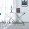 Hallway Console Table Clear Tempered Glass & Chrome Leg Living Room Side Table