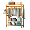 3 Layer Wooden Rail Clothes Hanging Coat Stand Shoe Rack Shelve Storage Wardrobe