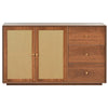 Wooden Rattan Sideboard Buffet Cupboard Storage Side Cabinet 2 Doors 2 Drawers