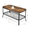 Industrial Coffee Table 2 Tiers Side Table with Open Shelf Living Room Furniture