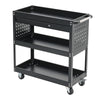 Black Steel Tool Trolley Cabinet with Wheels Workshop Storage Chest Carrier Cart