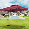 Garden Parasol Banana Cantilever Umbrella Crank Sun Shade Patio Outdoor W/ Base