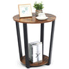 Industrial Side Table 2-Tier Rustic Coffee Snack Table Laptop Desk Home Office