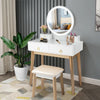 Dressing Table Vanity Set Modern Makeup Desk with Stool Adjustable LED Light
