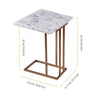 Extendable Side Sofa Table, End Table for Living Room, White Marble