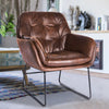 Distressed Leather Padded Armchair Vintage Occasional Fireside Tub Sofa Chair