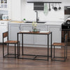 HOMCOM 3 Pcs Table Stool Set Dining Room Bar Modern Style Furniture Metal Frame