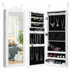 Wall-mounted Jewelry Storage Cabinet Door Hanging Jewelry Armoire w/ Full Mirror