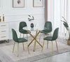 4pcs Green PU Leather Dining Chairs Golden Chromed Legs for Dining Room Kitchen