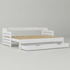 White Wooden Bed Frame Day Bed With Trundle And Large Storage Drawer Guest Bed