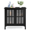 Wooden Storage Cabinet Freestanding Cupboard w/Glass Doors Home Office Sideboard