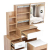 Dressing Table With Mirror, 4 Drawers Bedroom Makeup Desk Vanity Table Stool Set