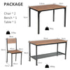 4PCS Dining Table & Chair Set Kitchen Furniture W/ Storage Bench Space-Saving