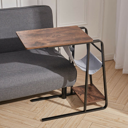 Portable End Table Sofa Counch Side Coffee Table Laptop Desk With Storage Shelf