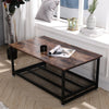 Coffee Table w/ Mesh Bottom Storage Wood Industrial Metal Side Table Livingroom