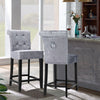 Crushed Velvet Upholstered Knocker Back Bar Stool Studded Kitchen Counter Seat