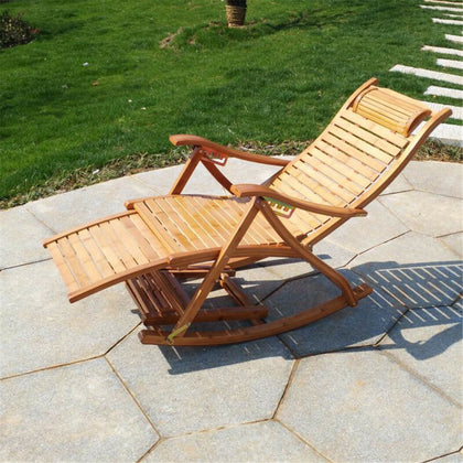 Sun Lounger Garden Chair Nap Chair Foldable Deck Rocking Chair with Foot Massage