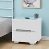 2 Drawers White Bedside Tables Cabinets Wireless Charging LED Lights Bedroom