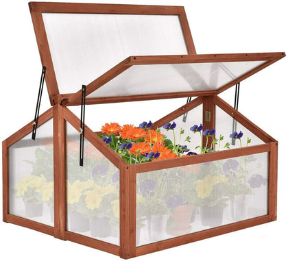Wooden Greenhouse Garden Planter Box Growhouse Portable Cold Frame Transparent