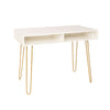 FCH Marble Iron Foot Computer Table 103x55x80cm White 2 open cubbies UK