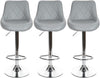3 x Grey Bar Stools Faux Leather, Milan set of 3 Barstools Kitchen Breakfast Bar