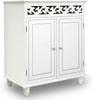 White Wooden Cabinet 2 Cupboard Doors Storage Shelves Carvings Bedroom Hall Unit