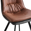 Set of 2 Dining Chair Brown Faux Leather Double Layer Padded Seat Dining Room