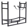 Large Black Firewood Log Rack Stoves Storage Holder Metal Shelf Stand Tall Steel