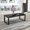 Black Rectangle Coffee Table Glass Side End Table Metal Frame Office Living Room