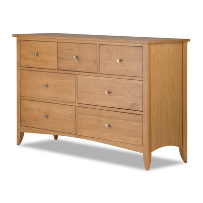 Oak Chest of Drawers Large 7 Drawer Chest Wide Bedroom Furniture EDWARD HOPPER