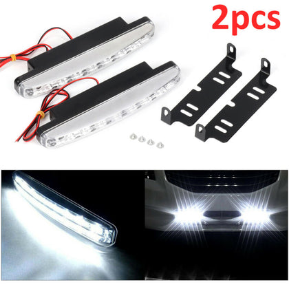 2X 8 LED Daytime Running Lights Car Driving DRL Fog Lamp Light Super White 12V