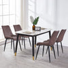 2pcs Home Office Faux Leather Brown Dining Chair Kitchen Chairs Upholstered Seat