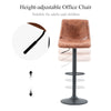 Set of 2 Bar Stools Adjustable Height Swivel PU Leather Bar Chairs Brown Modern