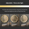 Large Round LED Bathroom Mirror Light Dimmable Anti-Fog Makeup Wall Mirror Gold