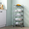 5 Tiers Kitchen Storage Trolley Rolling Cart with Removable Mesh Baskets & Wheel