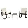 3PCS Rattan Bistro Set Chair Coffee Table Cushions Garden Wicker Rocking Leisure