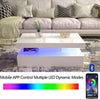 Modern High Gloss White Wood Coffee Table for Living Room RGB LED Lights