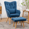 Upholstered Velvet Armchair with Footstool Accent Chair Lounge Sofa Wood Legs