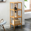 Multifunction Bamboo Shelf Free Standing Bathroom Tower Rack Corner Storage Unit