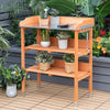 3 Tier Garden Patio Potting Table Wooden Planting Bench Workstation W/ Hooks