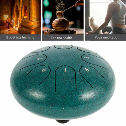 6inch Steel Tongue Drum C-Key Hand Pan Drum Mind Yoga Meditation Blue SNA
