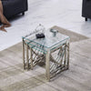 Coffee Table Stainless Steel Side Centre Table W/Transparent