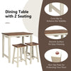 3 PCS Kitchen Dining Table Set Wood Counter Height Pub Table & 2 Saddle Stools