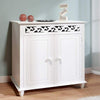 White Wooden Cabinet 2 Cupboard Doors Storage Shelves Carvings Bedroom Hall Unit