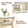 Nesting Coffee Table Set of 2 Marble Effect Side End Table for Living Room White