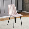 4Pcs Pink Velvet Dining Chairs Side Chairs Metal Leg Fabric Dining Room Kitchen
