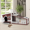 Wooden Rabbit Hutch Indoor Outdoor Chicken Coop Pet Cage House w/ Asphalt Roof