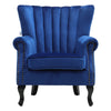 Upholstered Wing Back Chesterfield Sofa Velvet Button Tub Chair Scallop Armchair