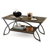Modern Coffee Table 2-Tier Faux Marble Accent Table Snack End Table Living Room