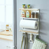 Magnetic Fridge Spice Jars Rack Organizer 4 Tier Storage Paper Towel Roll Holder